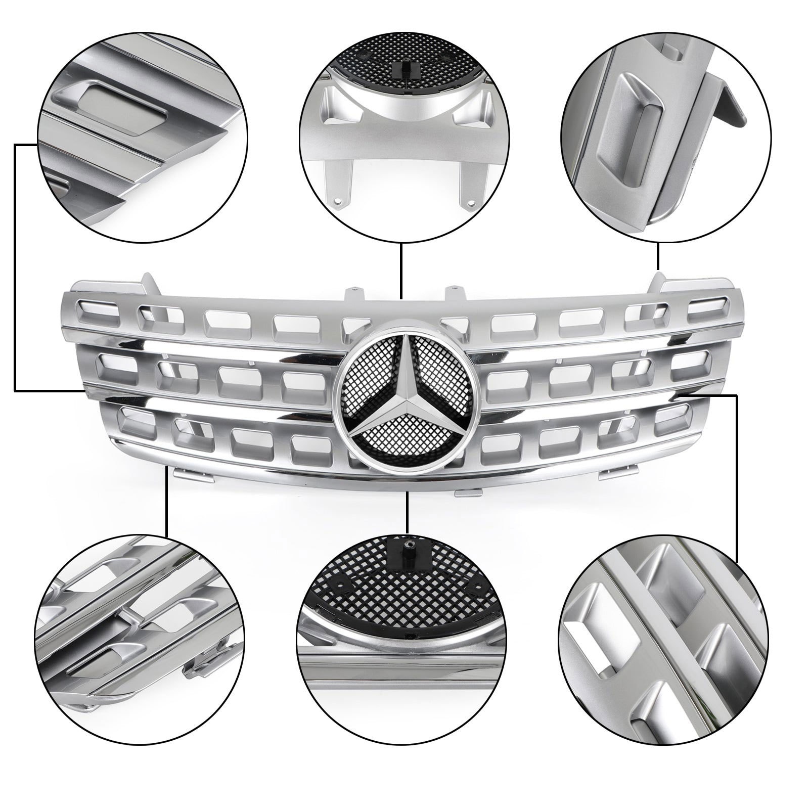For Mercedes Benz W164 ML320 ML350 ML550 Grill 2005-2008 Front Grille W/Emblem