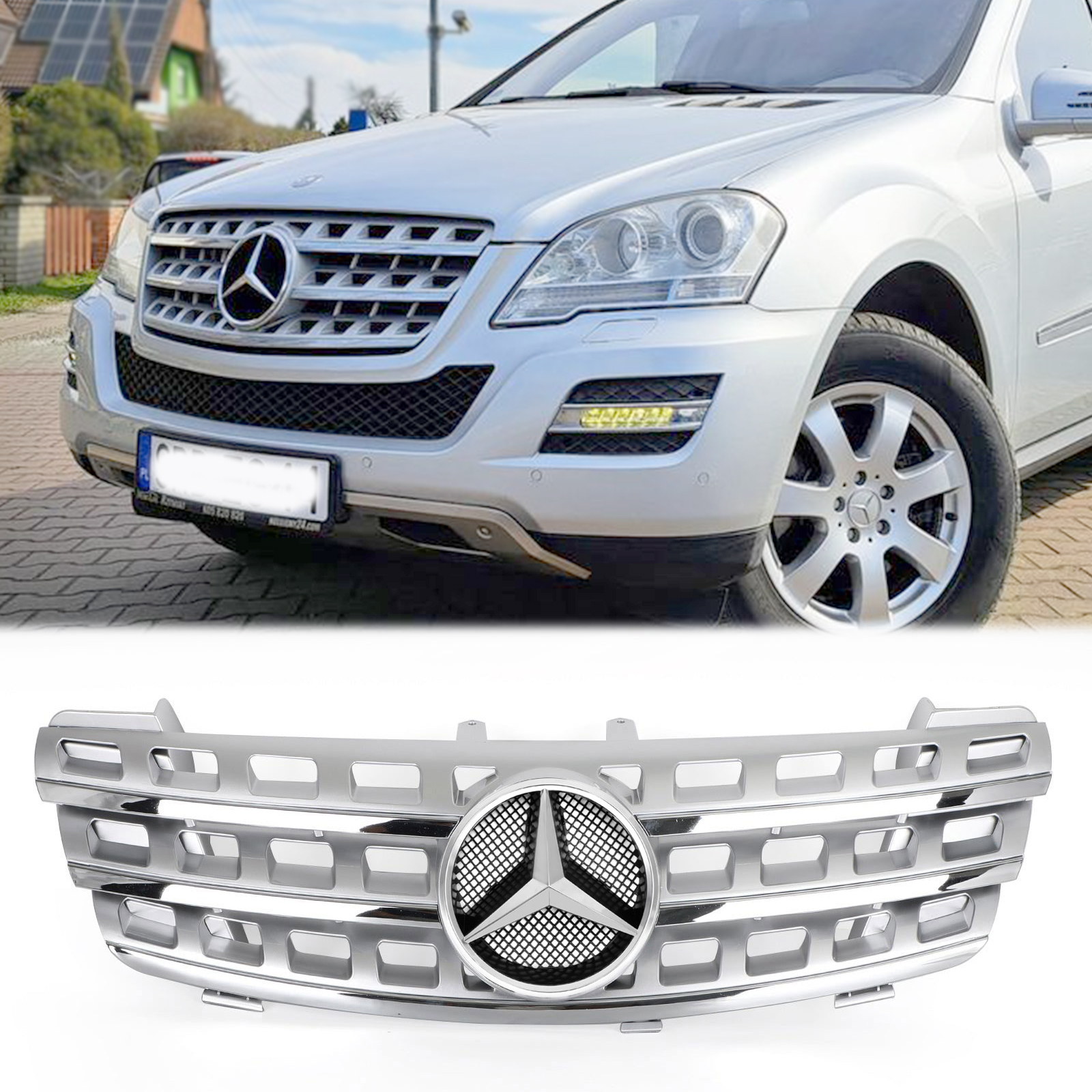 For Mercedes Benz W164 ML320 ML350 ML550 Grill 2005-2008 Front Grille W/Emblem