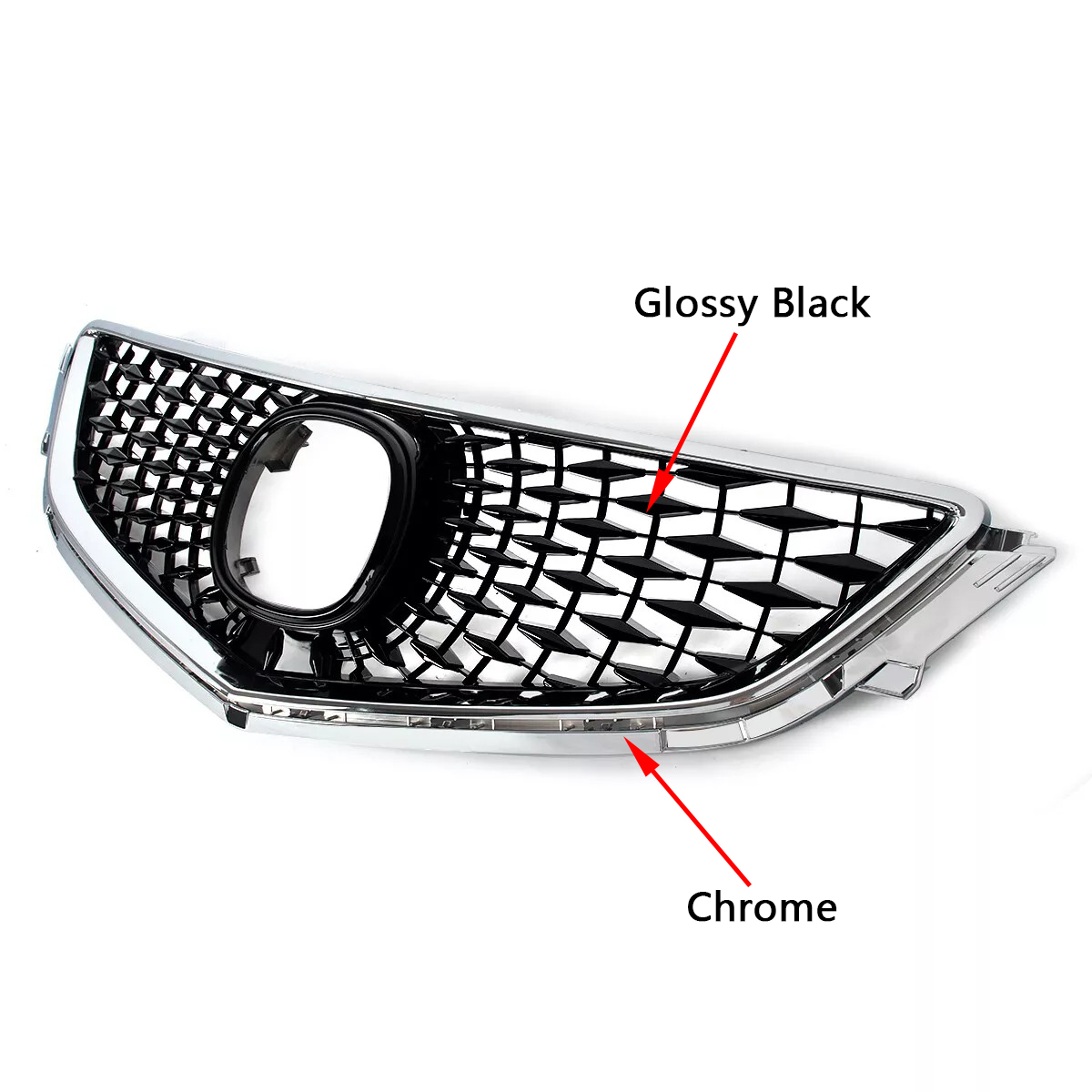 For 2015-2017 Honda Acura TLX Grille Upgrade 2018 Acura TLX Style Grill with Emblem Chrome + Glossy Black 