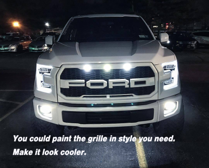 Raptor Style Grill For 2015 2016 2017 FORD F150 Front Grille W/LED Matte Black