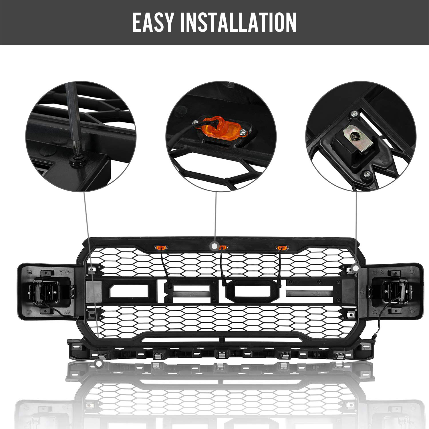 For 2018-2020 Ford F150 Grill Raptor Style Front Grille W/Led Lights w/Letter