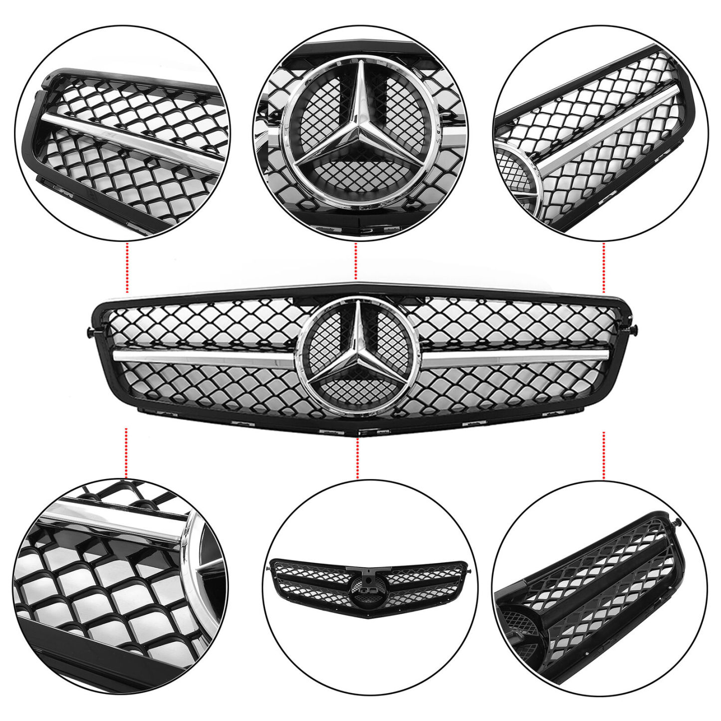 AMG Style Front Grill w/Badge For Mercedes Benz W204 C-CLASS C300 C350 2008-2013 Grille