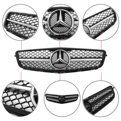 AMG Style Front Grill w/Badge For Mercedes Benz W204 C-CLASS C300 C350 2008-2013 Grille