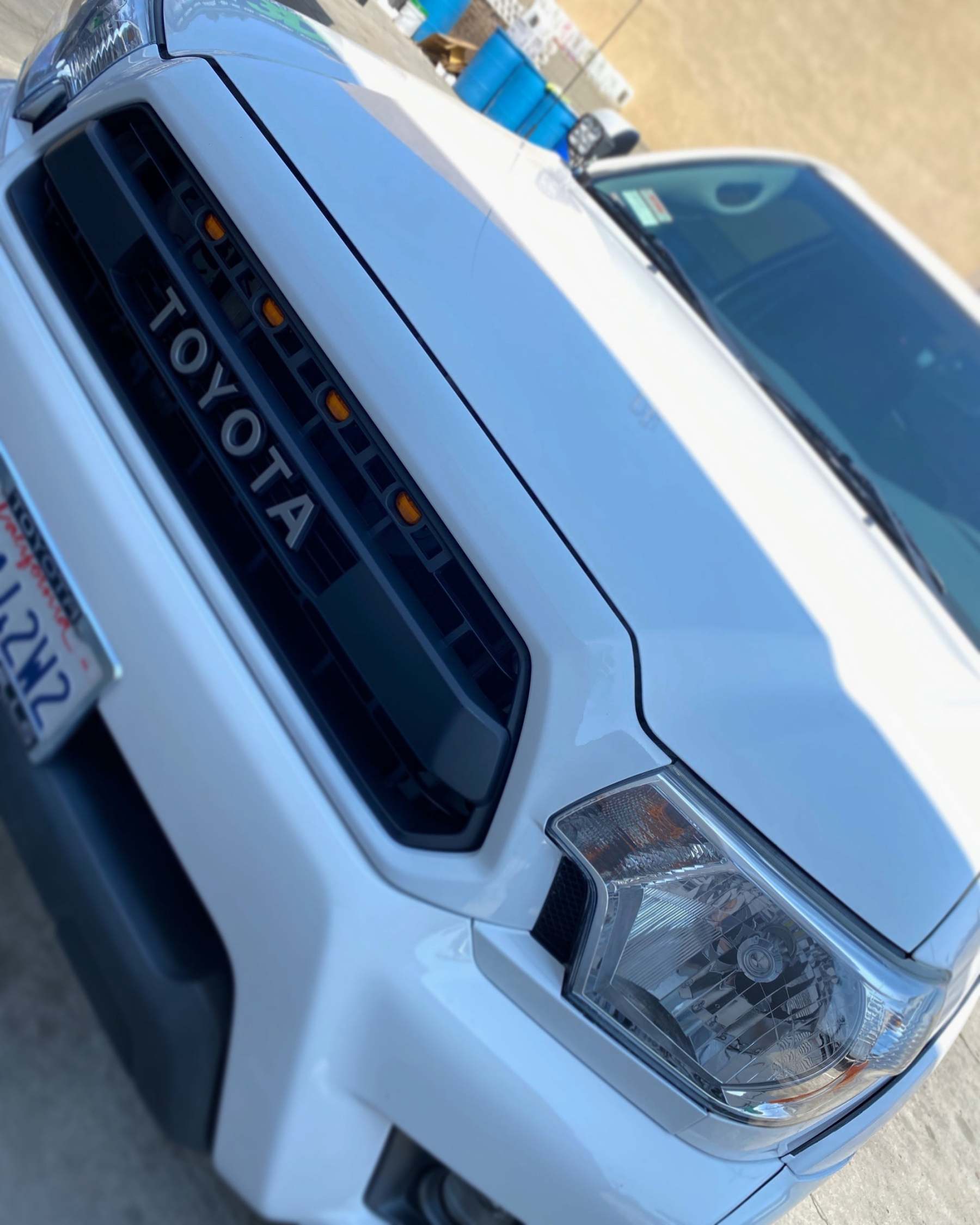 Front Grille For Toyota Tacoma 2012-2015 Grill Mesh w/LED Lights w/Letter Matte Black