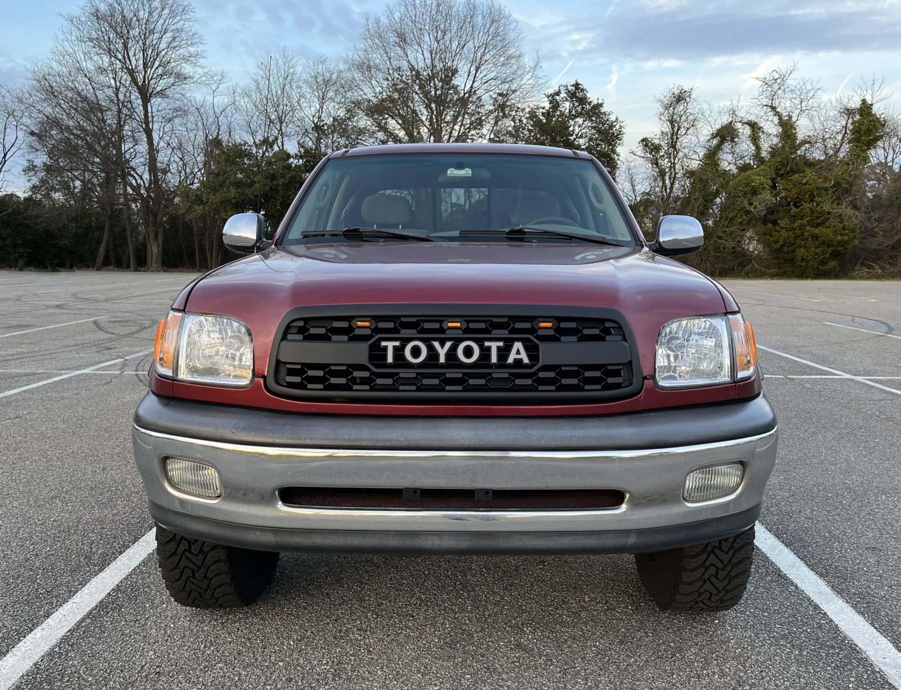 Front Grille For 2000-2002 Toyota Tundra Grill Matte Black W/ Letters Led Lights