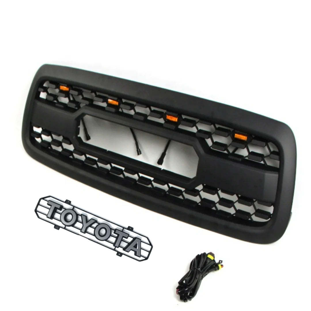 Front Grille For 2000-2002 Toyota Tundra Trd Pro Grill W/LED Lights and Letters Matte Black