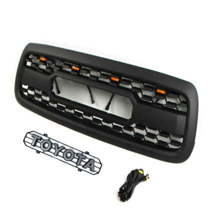 Front Grille For 2000-2002 Toyota Tundra Trd Pro Grill W/LED Lights and Letters Matte Black