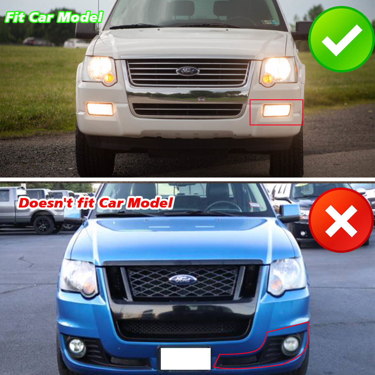 Front Grille For FORD EXPLORER 2006-2010 w/ Light Bar w/Letters Matte Black