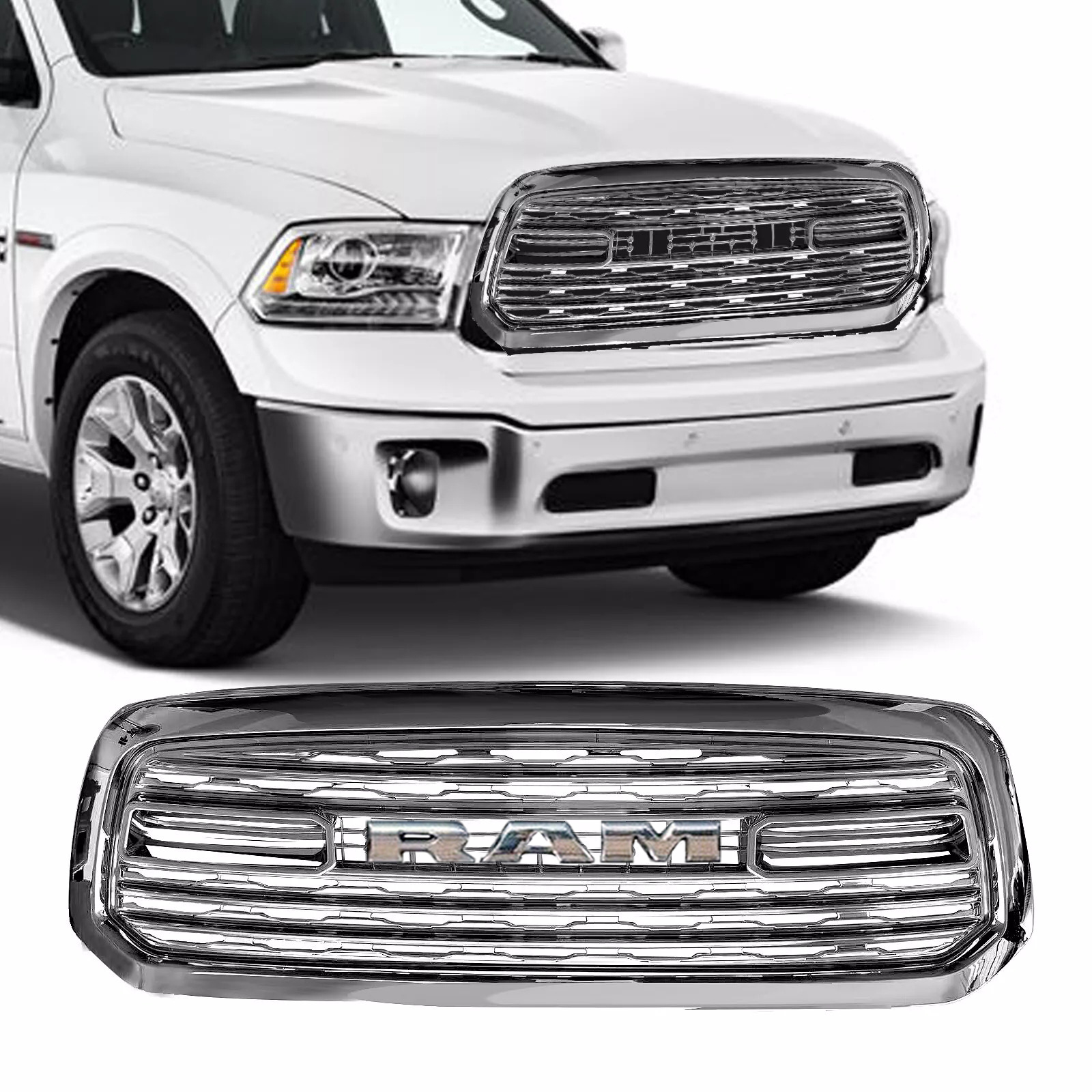 Chrome Front Grille For 2013 2014 2015 2016 2017 2018 Dodge Ram 1500 Grill Limited Style Grille with Letter