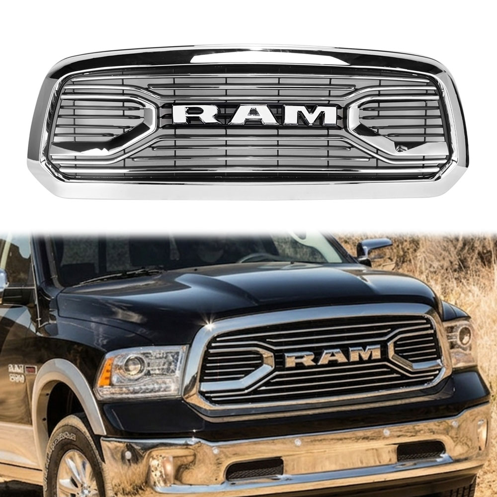 For 2013-2018 Dodge Ram 1500 Grill Big Horn Style Chrome Front Grille with Letter