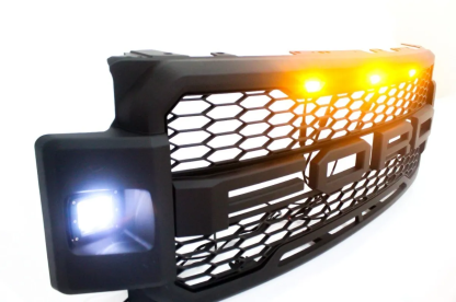 For 2017-2019 FORD F250 F350 Super Duty Raptor Style Grill Front Grille W/LED Matte black