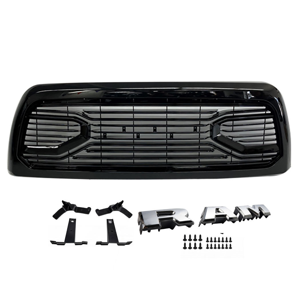 For 2013-2018 Dodge RAM 2500 3500 Grill Big Horn Style Front Grille Gloss Black & Letter Chrome