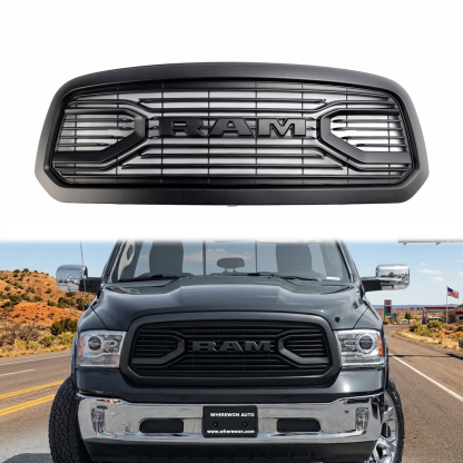 For Dodge Ram 1500 2013-2018 Grill Big Horn Style Grille Matte Black Mesh w/ Letter
