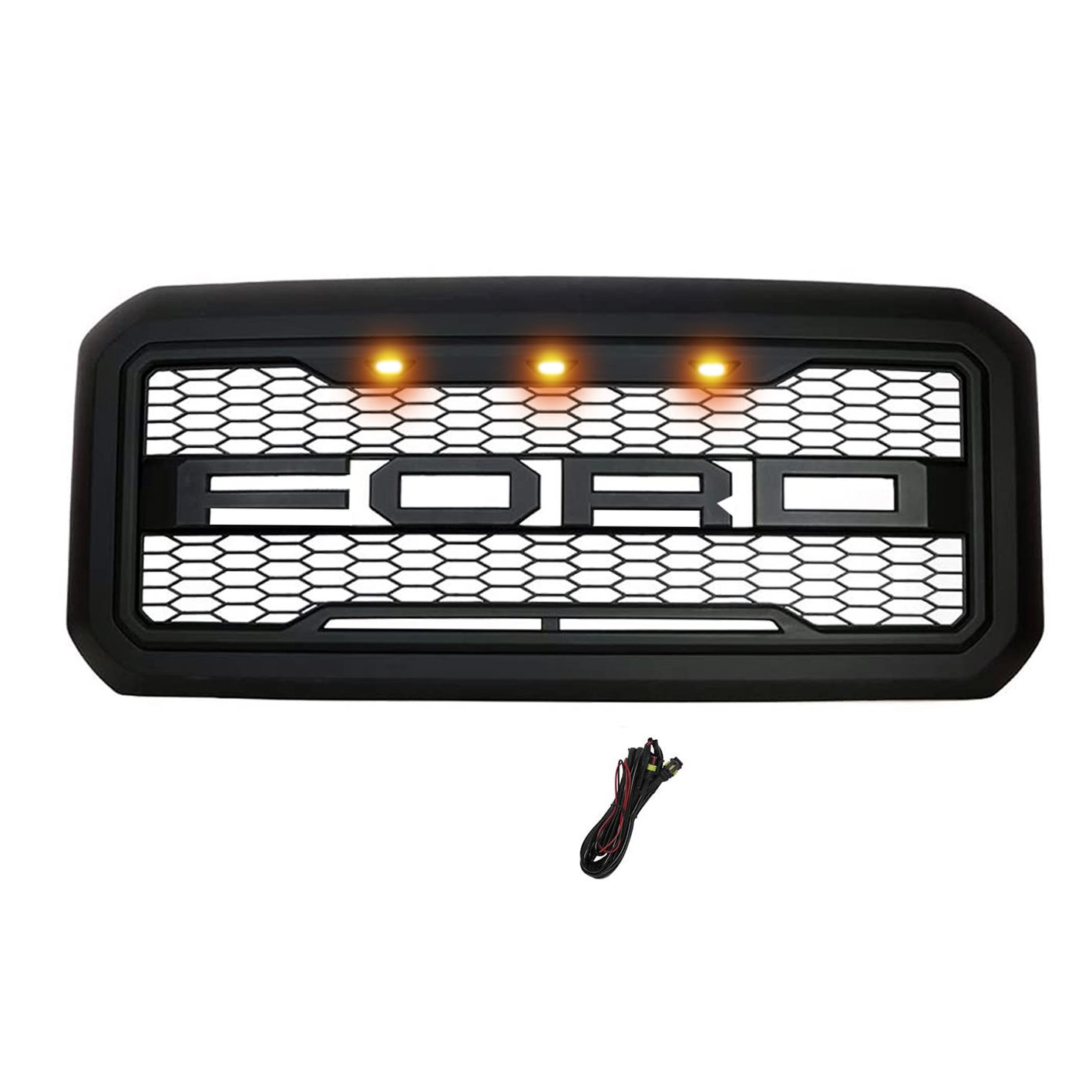 2011-2016 Ford F250 F350 F450 F550 Super Duty Grill Raptor Style Front Grille w/ Light