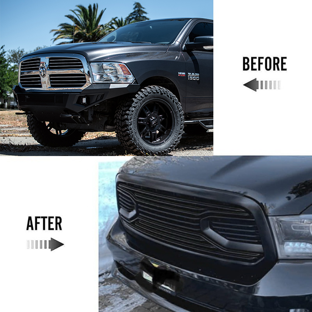 Front Grille For Dodge Ram 1500 2013-2018 Big Horn Bumper Matte Black