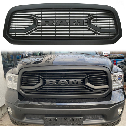 For 2013-2018 Dodge Ram 1500 Grill Big Horn Style Front Grille with Letter Matte Black