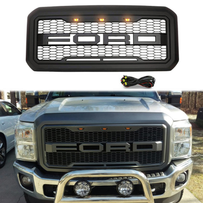 For 2011-2016 Ford F250 F350 F450 F550 Grill Raptor Style Front Grille w/ Light