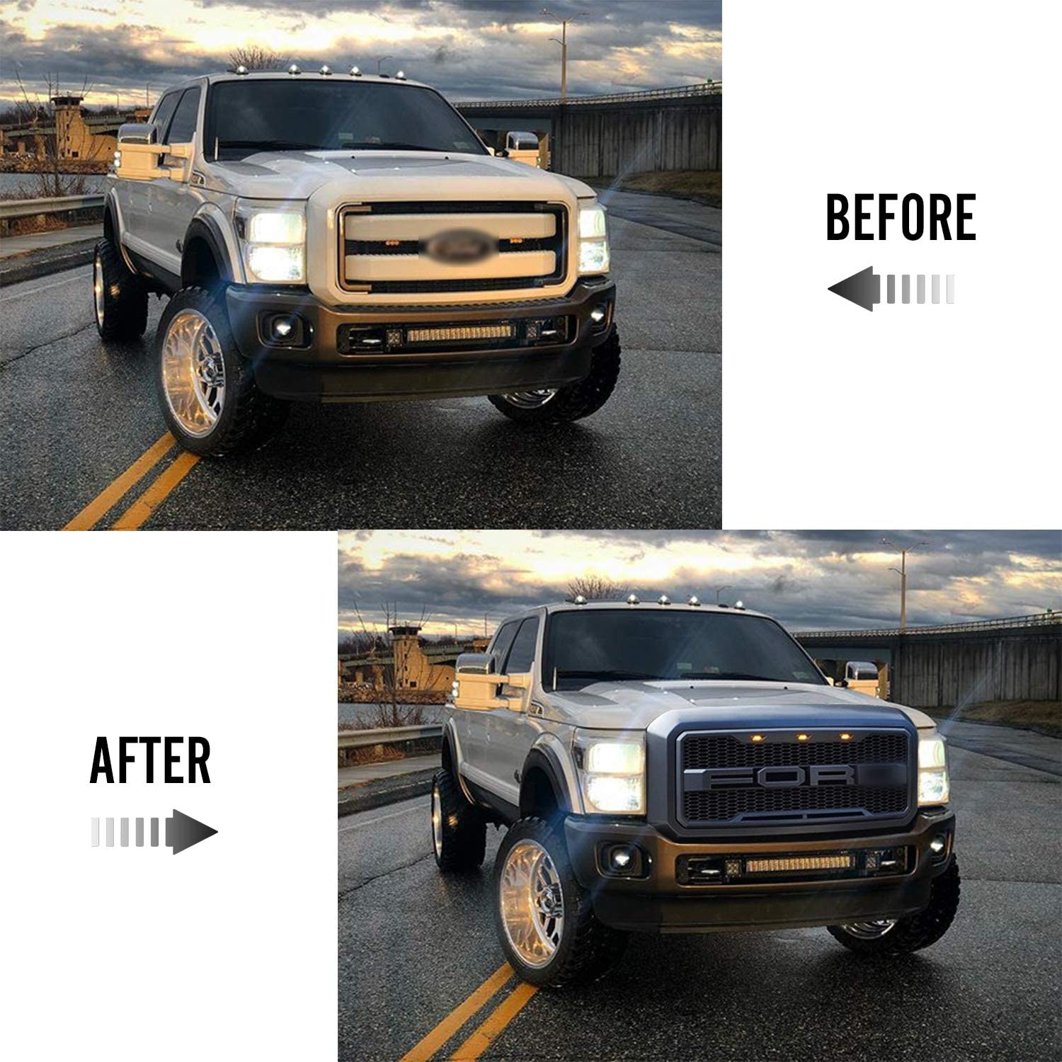 For 2011-2016 Ford F250 F350 F450 F550 Grill Raptor Style Front Grille w/ Light