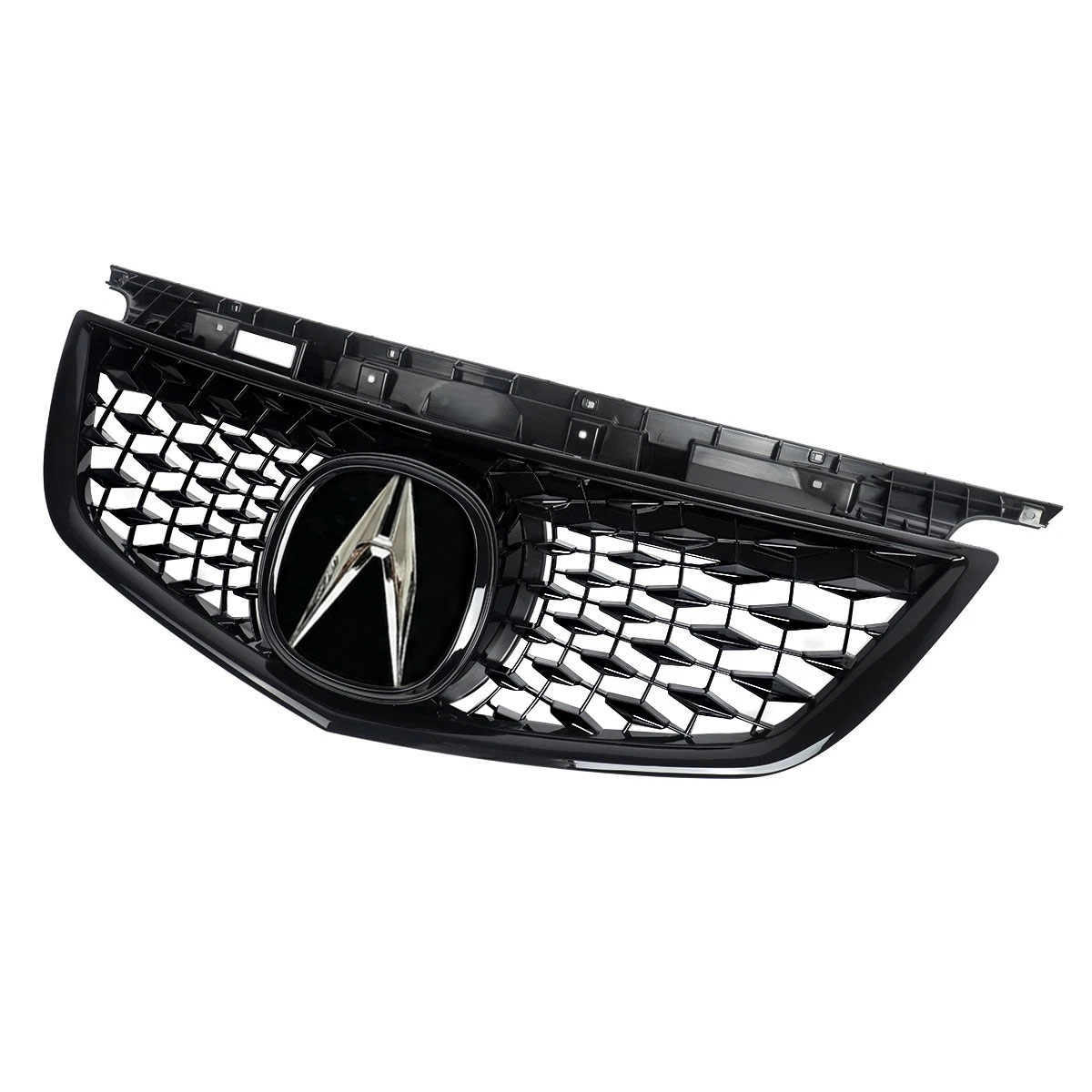 For 2012-2014 Acura TL Front Grille Gloss Black Grill with Emblem