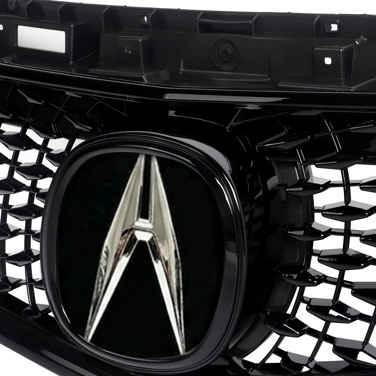 For 2012-2014 Acura TL Front Grille Gloss Black Grill with Emblem