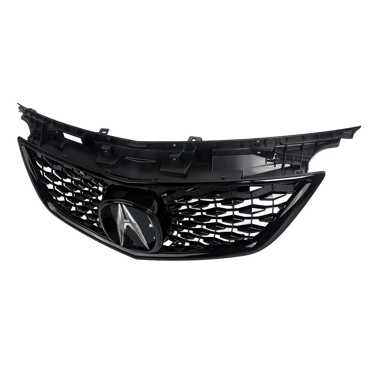 For 2012-2014 Acura TL Front Grille Gloss Black Grill with Emblem