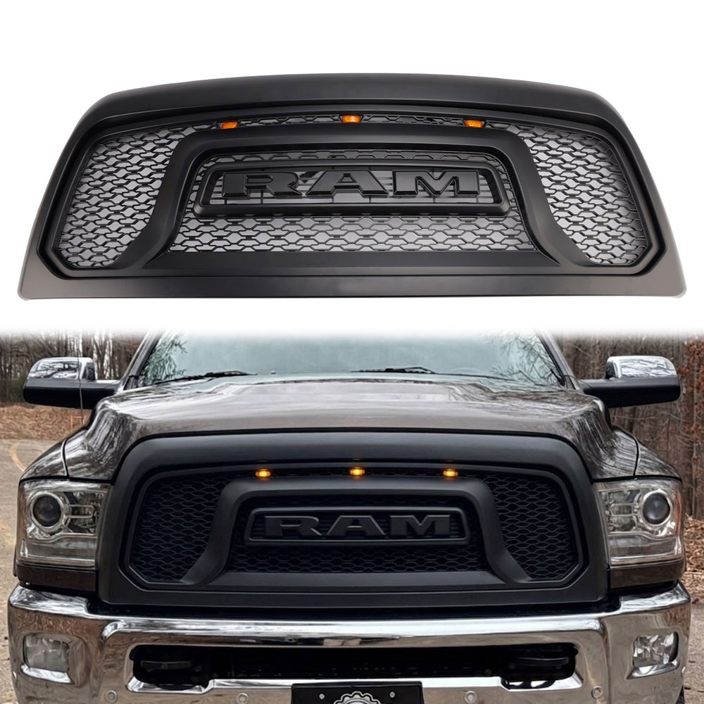 For 2013-2018 Dodge Ram 2500 3500 Front Grille Rebel Style Grill W/ LED Light