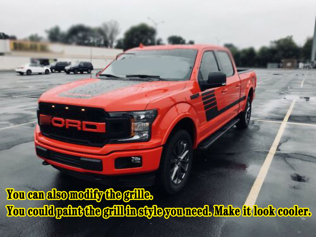 For 2018-2020 Ford F150 Grill Raptor Style Front Grille Mesh With Letters & Light Matte Black