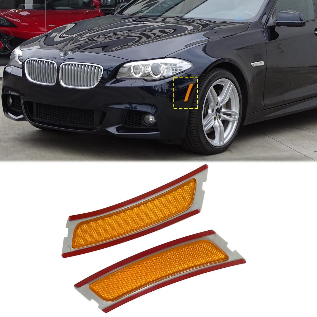 Front Bumper Amber Reflector Side Marker Light For BMW 5 Series F10 2011-2016