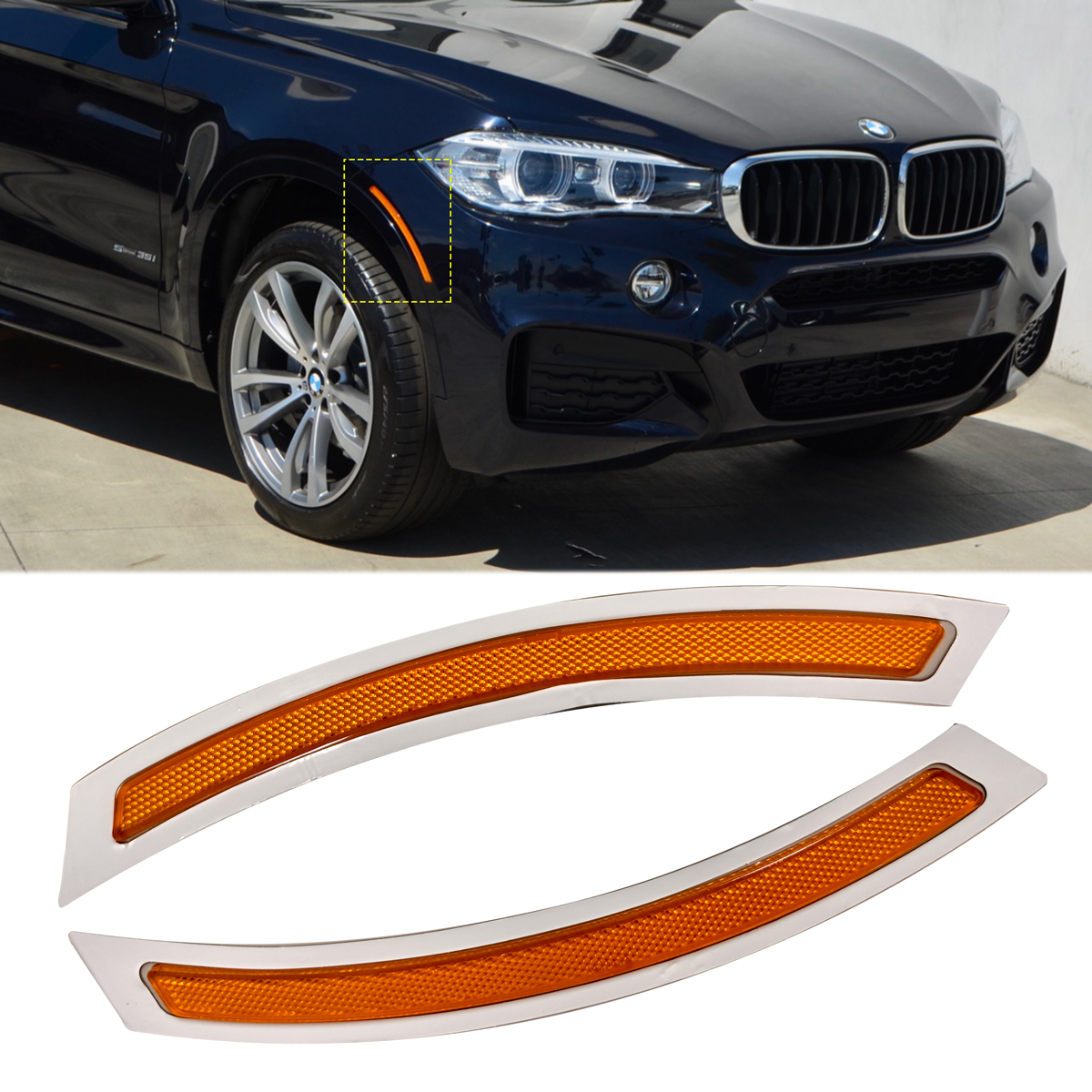 Front Bumper Amber Reflector Side Marker Light For BMW X6 F16 F86 2015-2018
