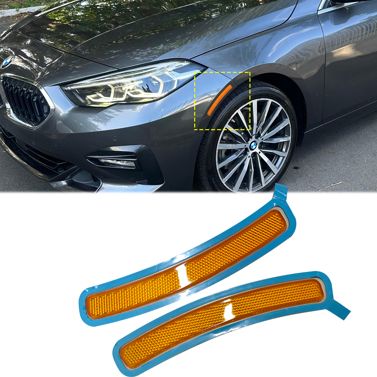 Front Bumper Amber Reflector Side Marker Lights For 2019-2023 BMW F44 228i 228iX M235iX