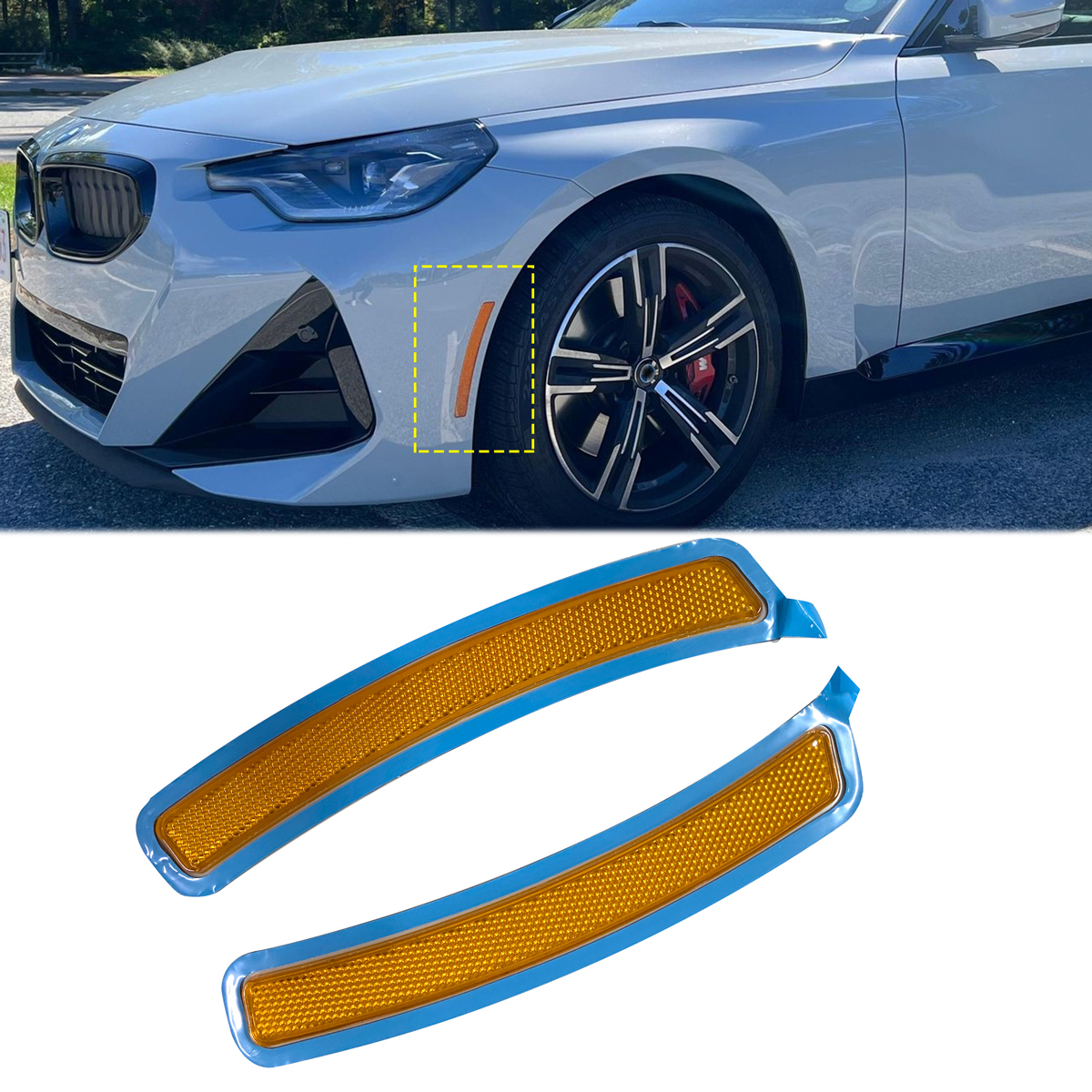 Front Bumper Amber Reflector Side Marker Lights For BMW 3 Series G20 2019-2022