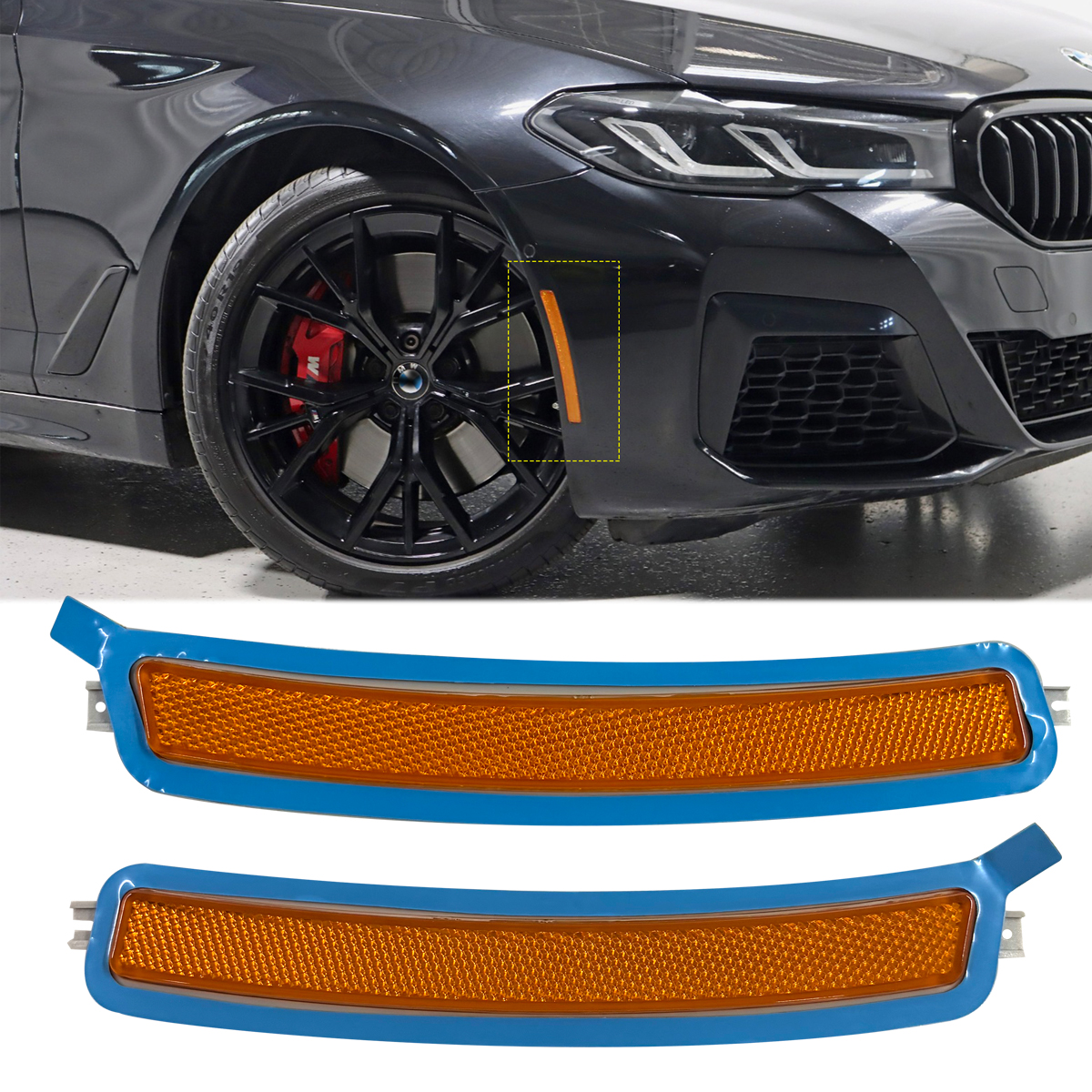 Front Bumper Amber Reflector Side Marker Lights For BMW 530i 540i xDrive 2017-2020