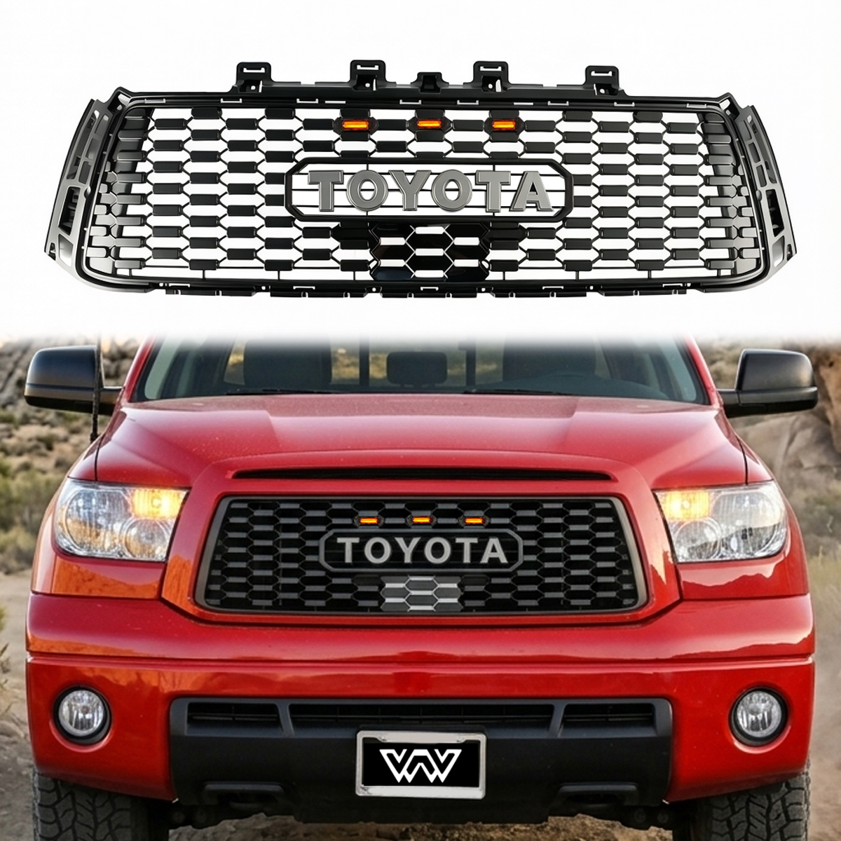 Front Grille For 2010-2013 Toyota Tundra Trd Pro Style Grill With LED Lights