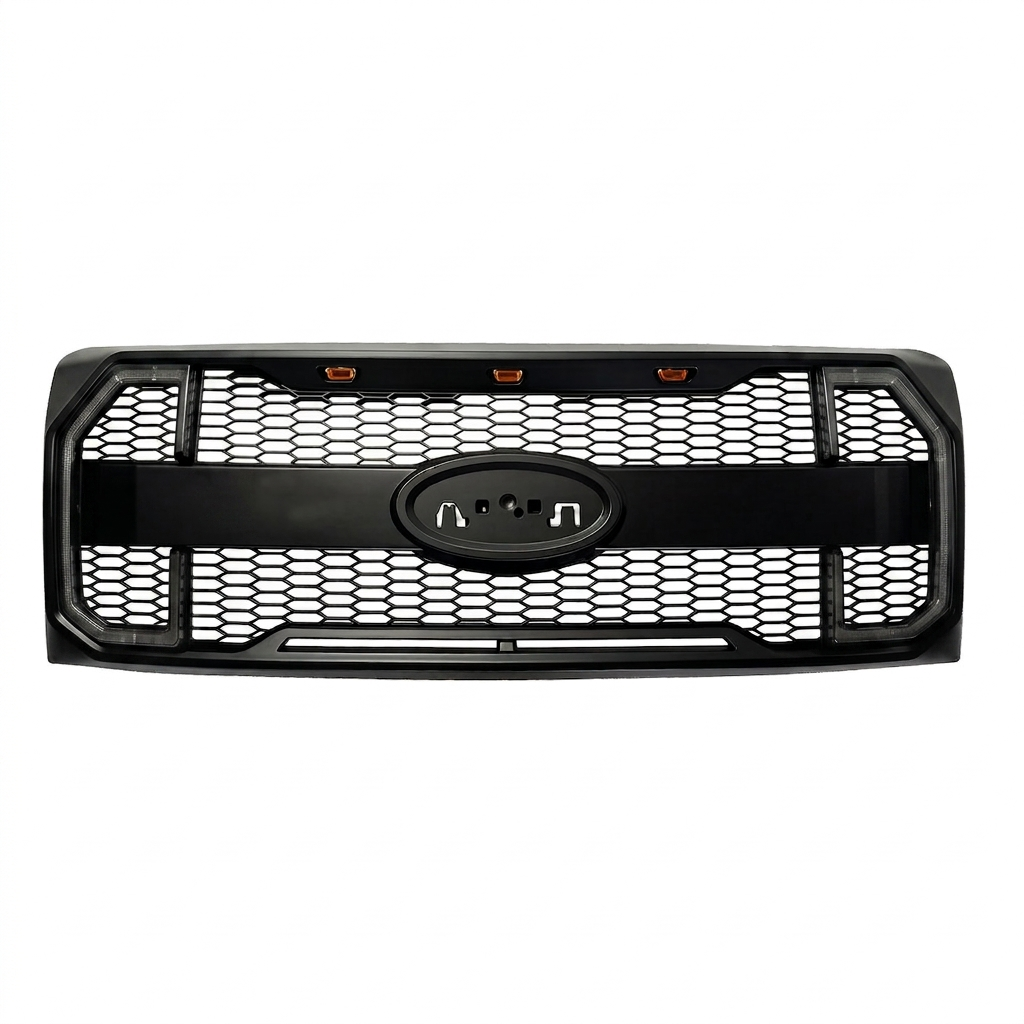 Front Raptor Style Grille For 2009-2014 Ford F150 Grill Mesh with LED Light