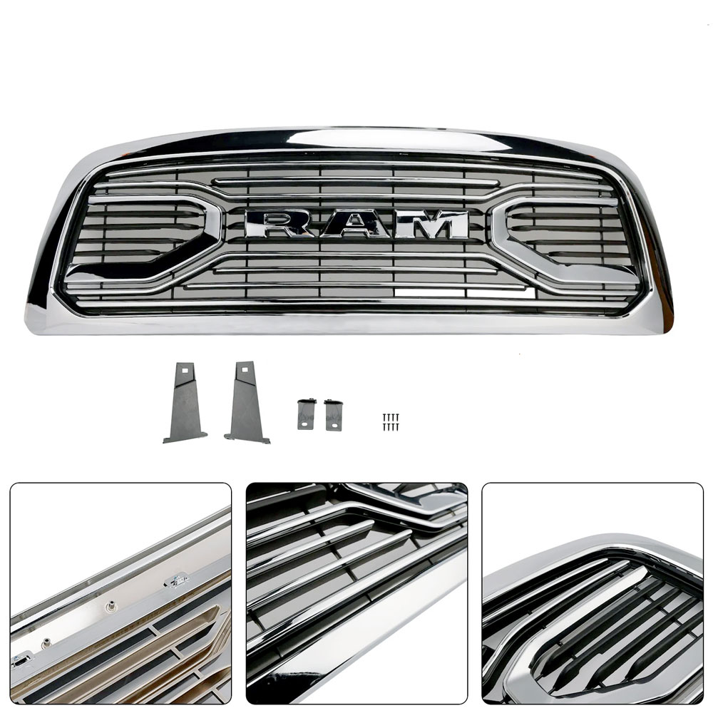 For 2009-2012 Dodge Ram 1500 Front Grille Chrome Big Horn Style Grill with Letter