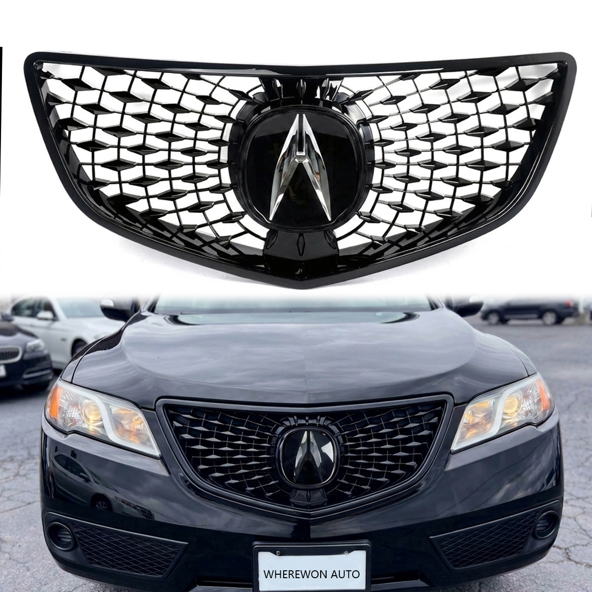 For Honda Acura RDX 2013-2015 Front Grille Upgrade 2022 Style Grill Gloss Black