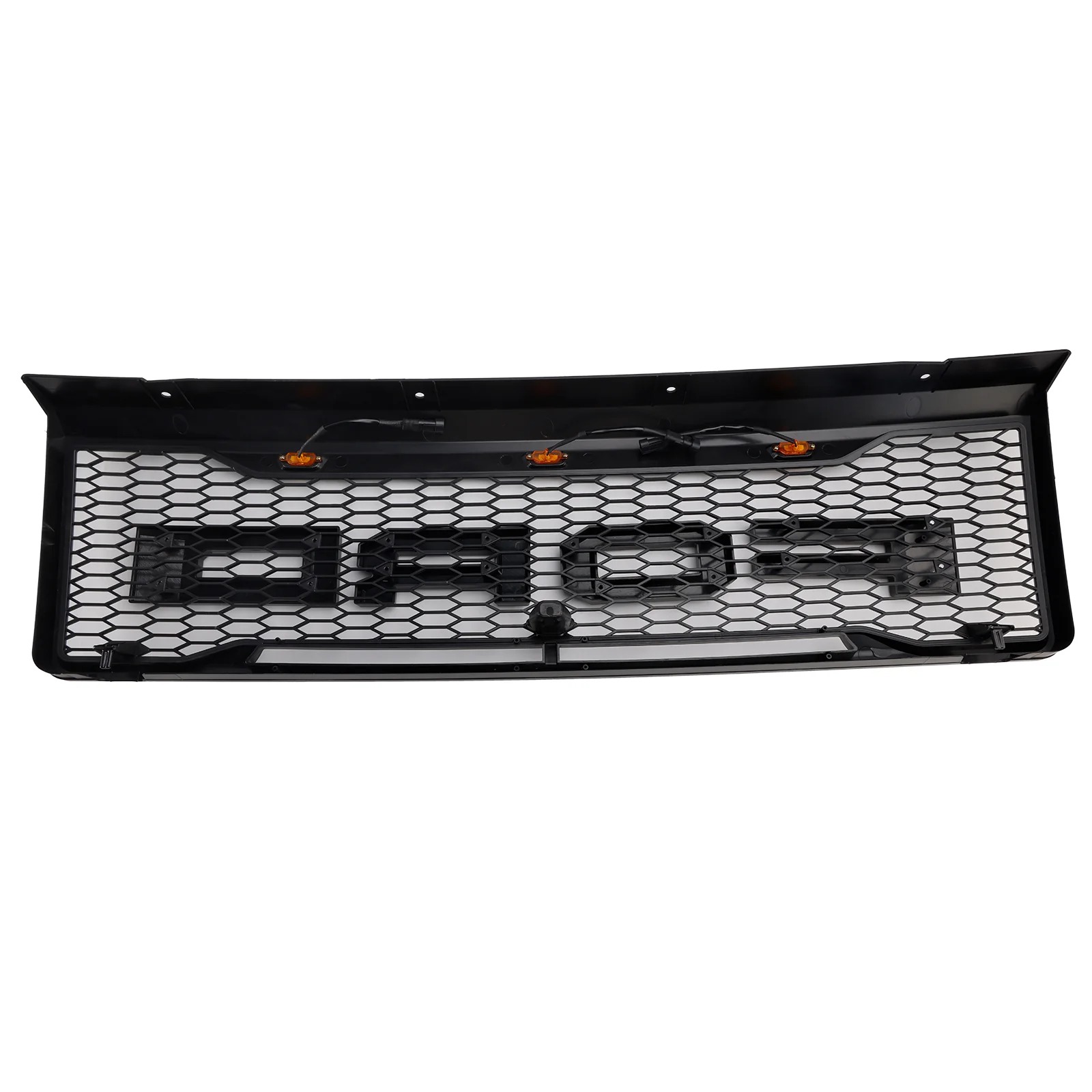 Front Grille For 1992-1996 Ford F150 Bronco Grill With LED Light & Letters Matte Black