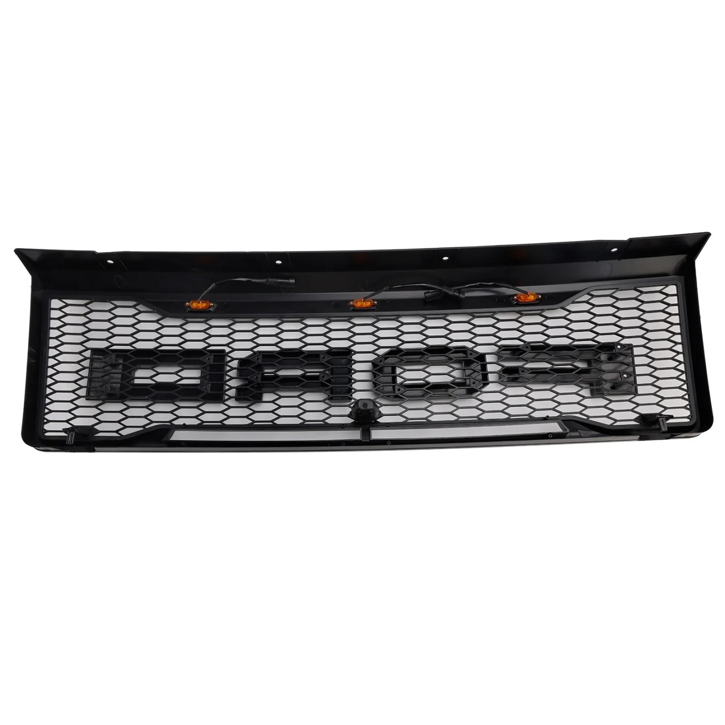 Front Grille For 1992-1996 Ford F150 Bronco Grill With LED Light & Letters Matte Black