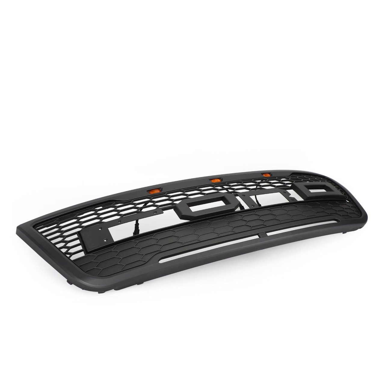 Front Bumper Grill For Ford Explorer 2011-2015 Grille W/ Letters & LED Lights Matte Black