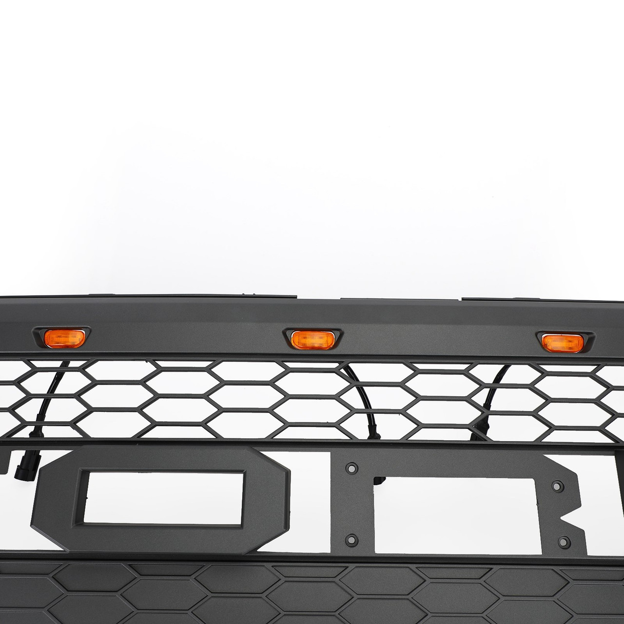 Front Bumper Grill For Ford Explorer 2011-2015 Grille W/ Letters & LED Lights Matte Black