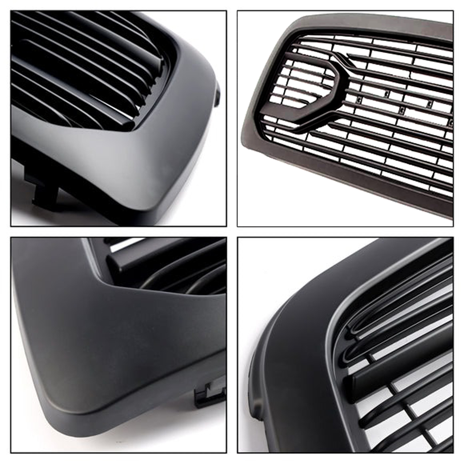 For 2009-2012 Dodge Ram 1500 Front Grille Big Horn Style Grill Matte Black with Letter &Light