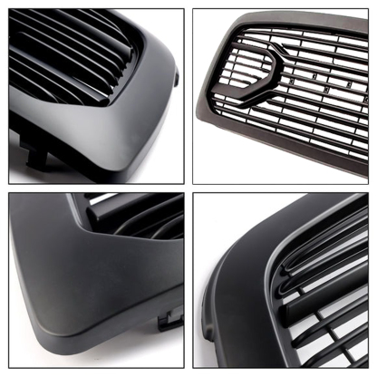 For 2009-2012 Dodge Ram 1500 Front Grille Big Horn Style Grill Matte Black with Letter &Light