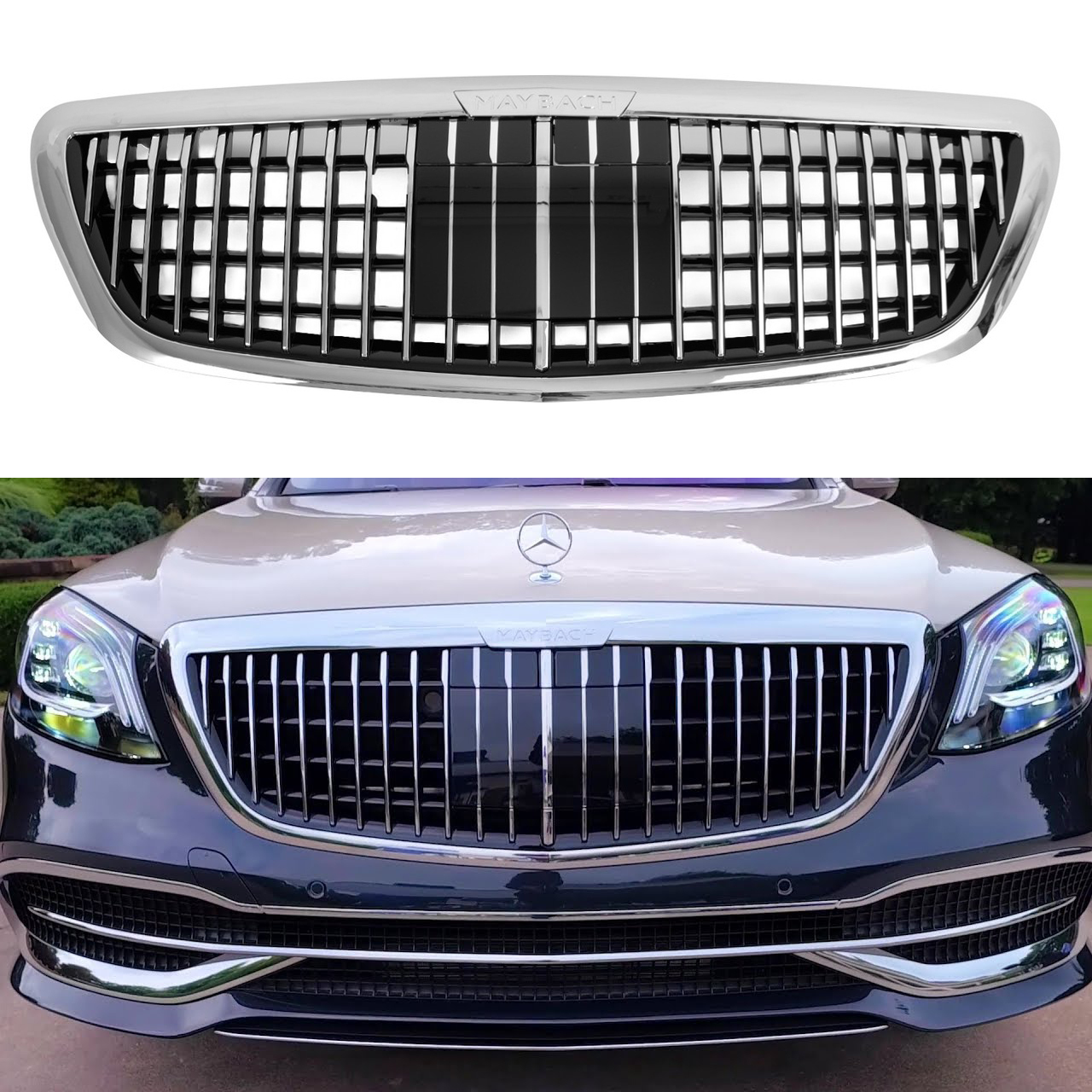 Chrome S680 Maybach Grille with ACC for Mercedes Benz W222 S Class 2014-2020