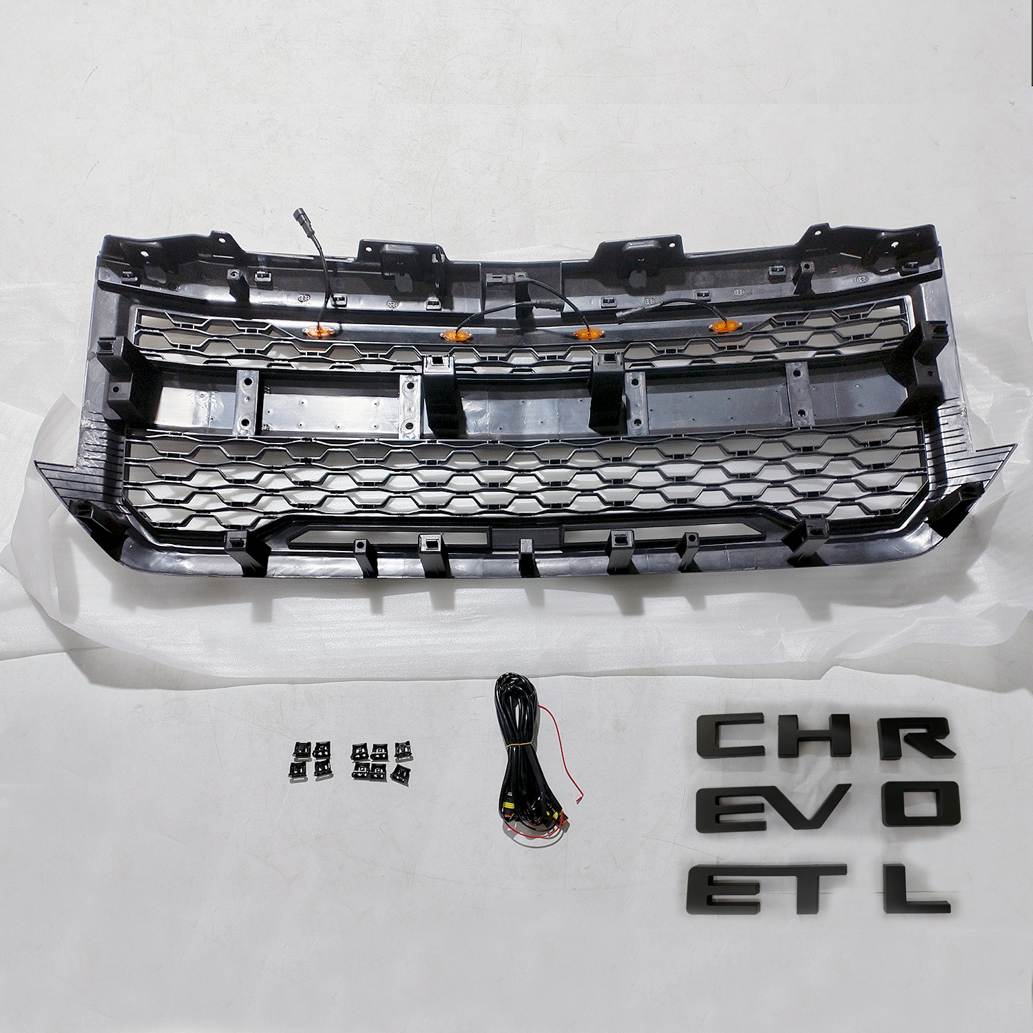 For 2016-2018 Chevrolet Silverado 1500 Front Grille Upper Grill with LED Light Matte Black