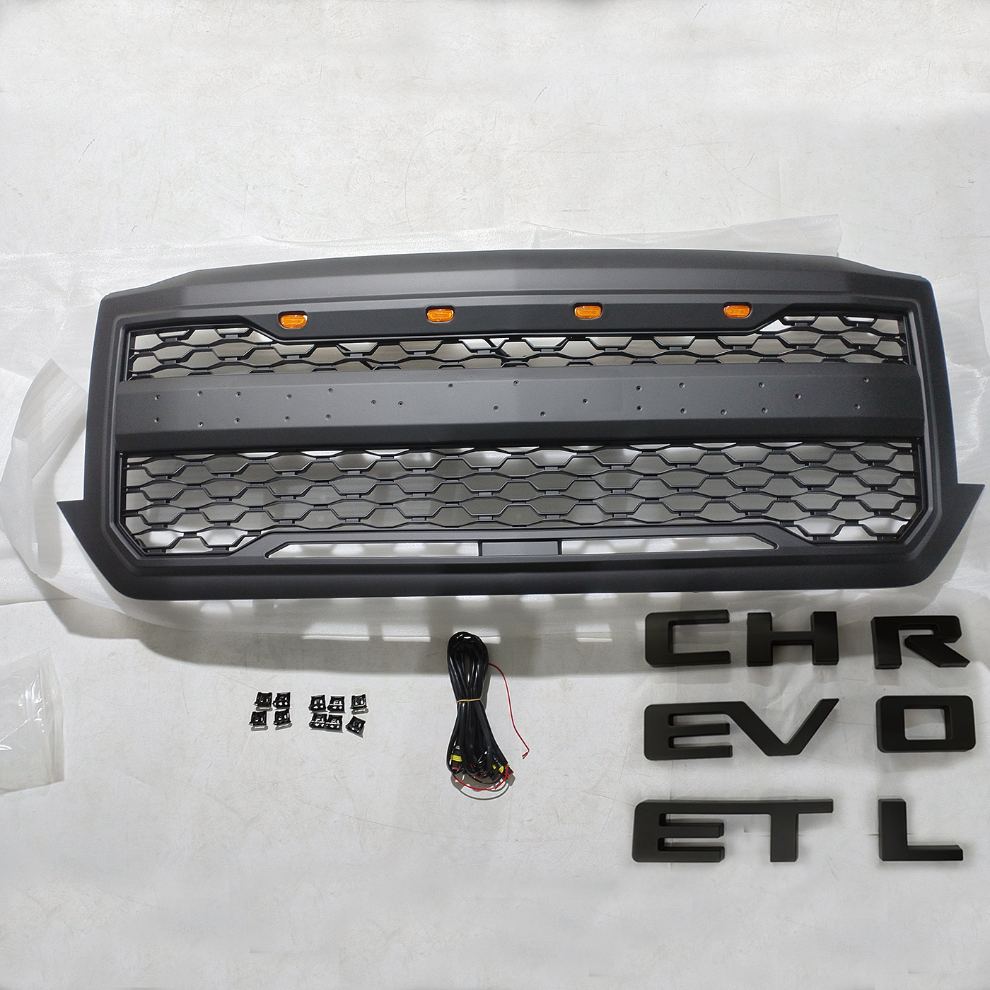 For 2016-2018 Chevrolet Silverado 1500 Front Grille Upper Grill with LED Light Matte Black