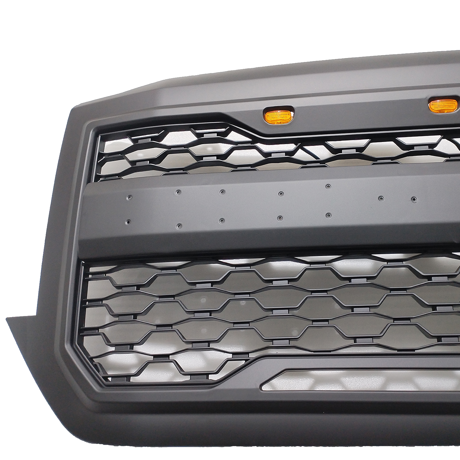 For 2016-2018 Chevrolet Silverado 1500 Front Grille Upper Grill with LED Light Matte Black