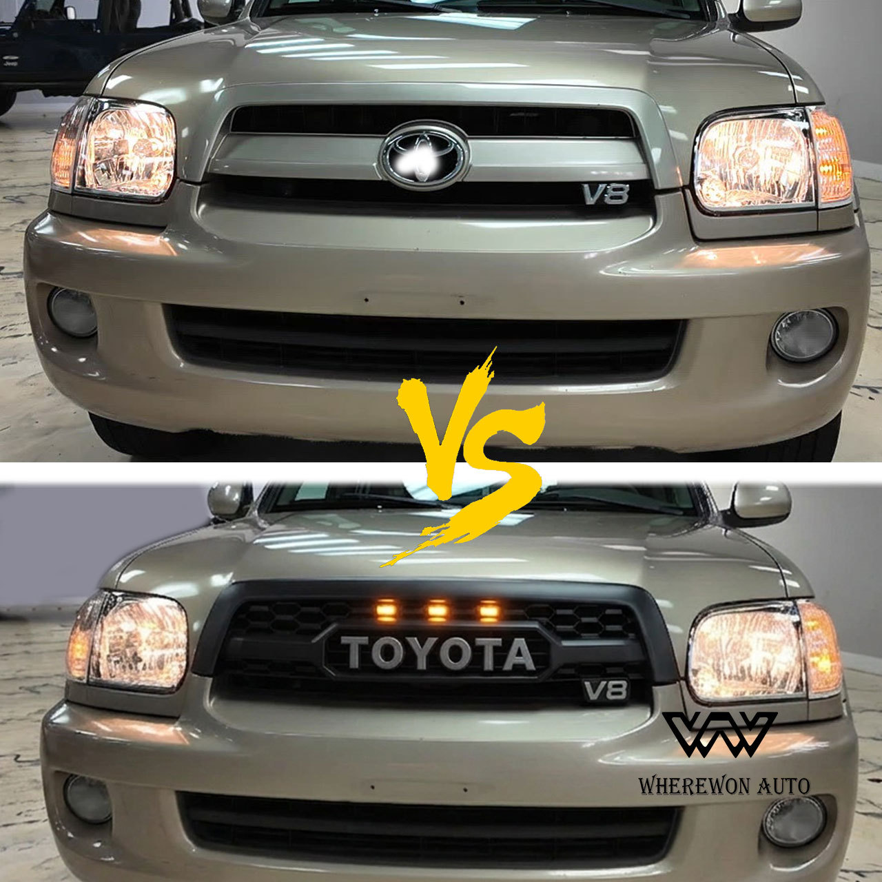 Toyota Sequoia 2005-2007 Grill TRO PRO Style Front Grille Matte Black Mesh W/ LED Light