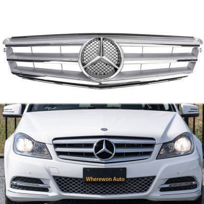 For 2008-2014 Mercedes Benz C-Class W204 C250 C300 C350 Grille Front Grill W/ Star Emblem