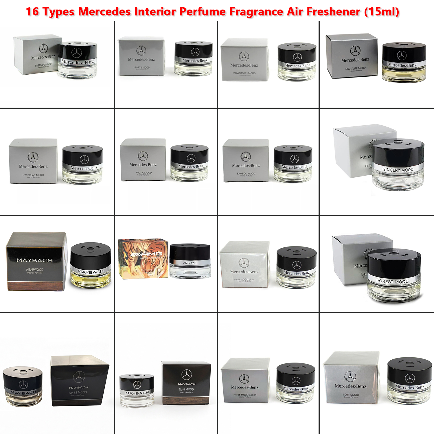 16 Types Mercedes Benz Interior Perfume Fragrance Scent Air Freshener 15ml