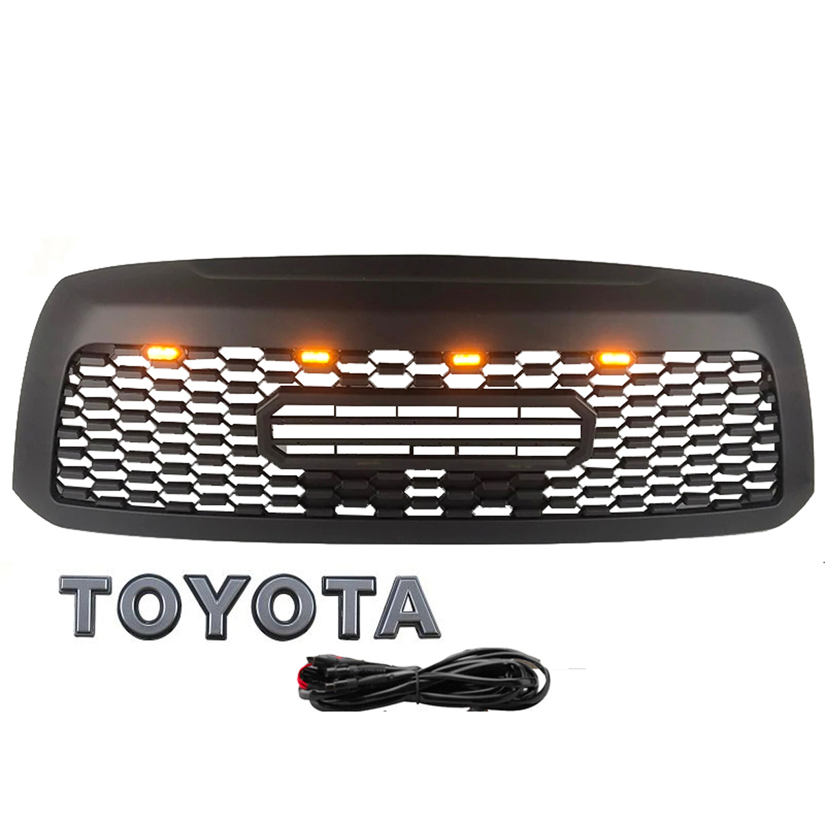 Front Grille For Toyota Sequoia 2010-2018 Grill W/ LED Lights Matte Black